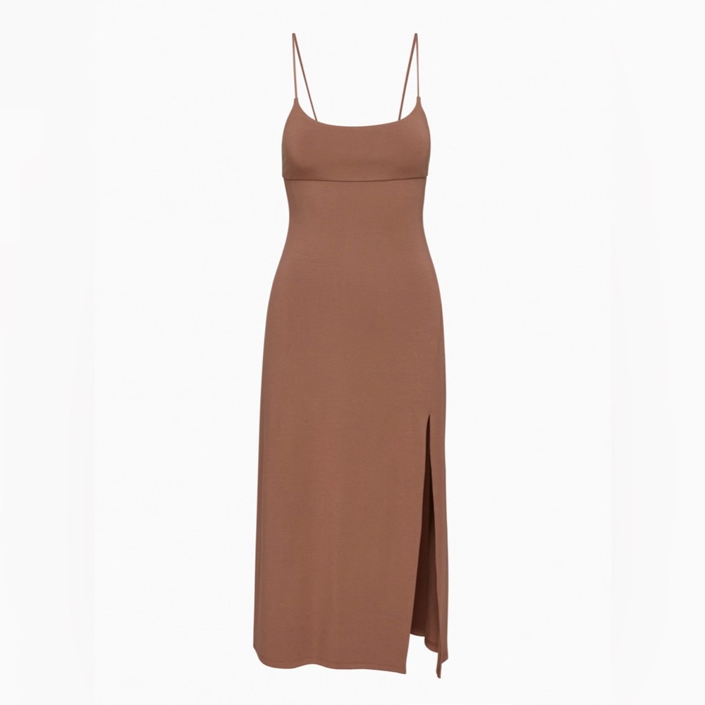 Wilfred by Aritzia Dreamweaver Midi Jersey Dress in Mocha Brown, size Medium - Picture 1 of 16